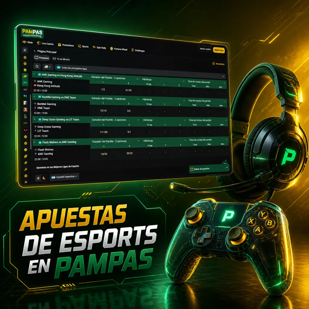 Apuestas de esports en Pampas: mercados de mapa ganador, hándicap de rondas y kills en LoL, CS2, Dota 2, Valorant y FIFA