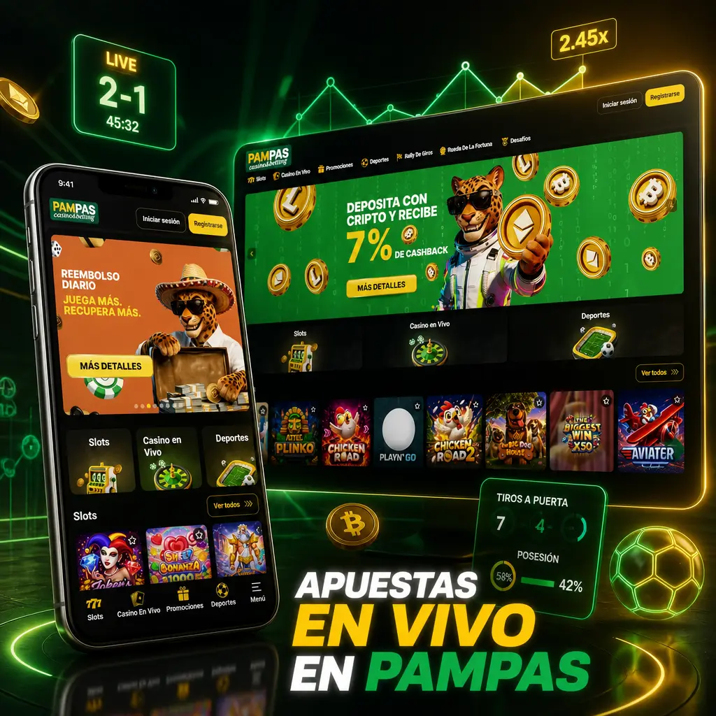 Panel de apuestas en vivo de Pampas con cuotas actualizadas, marcador y estadísticas de fútbol, tenis y más.
