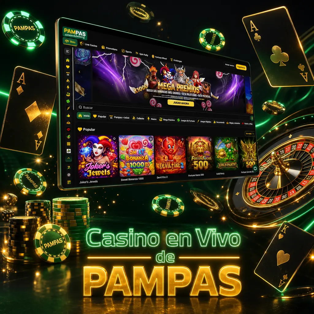 Casino en vivo de Pampas: ruleta, blackjack, baccarat, póker y game shows con crupieres reales en tiempo real.