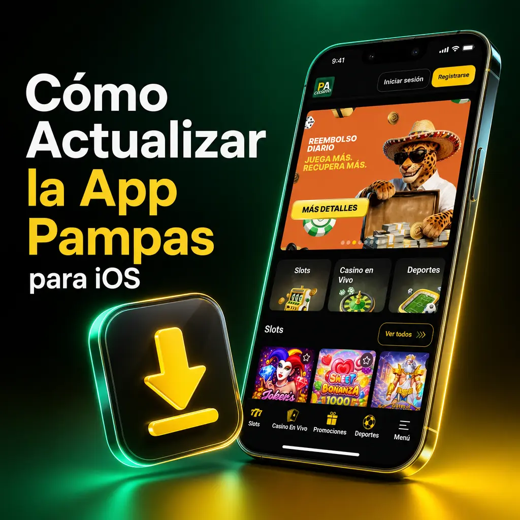 Pasos para actualizar la app Pampas en iPhone: descargar, instalar y confirmar la nueva versión con más mercados y tragamonedas.