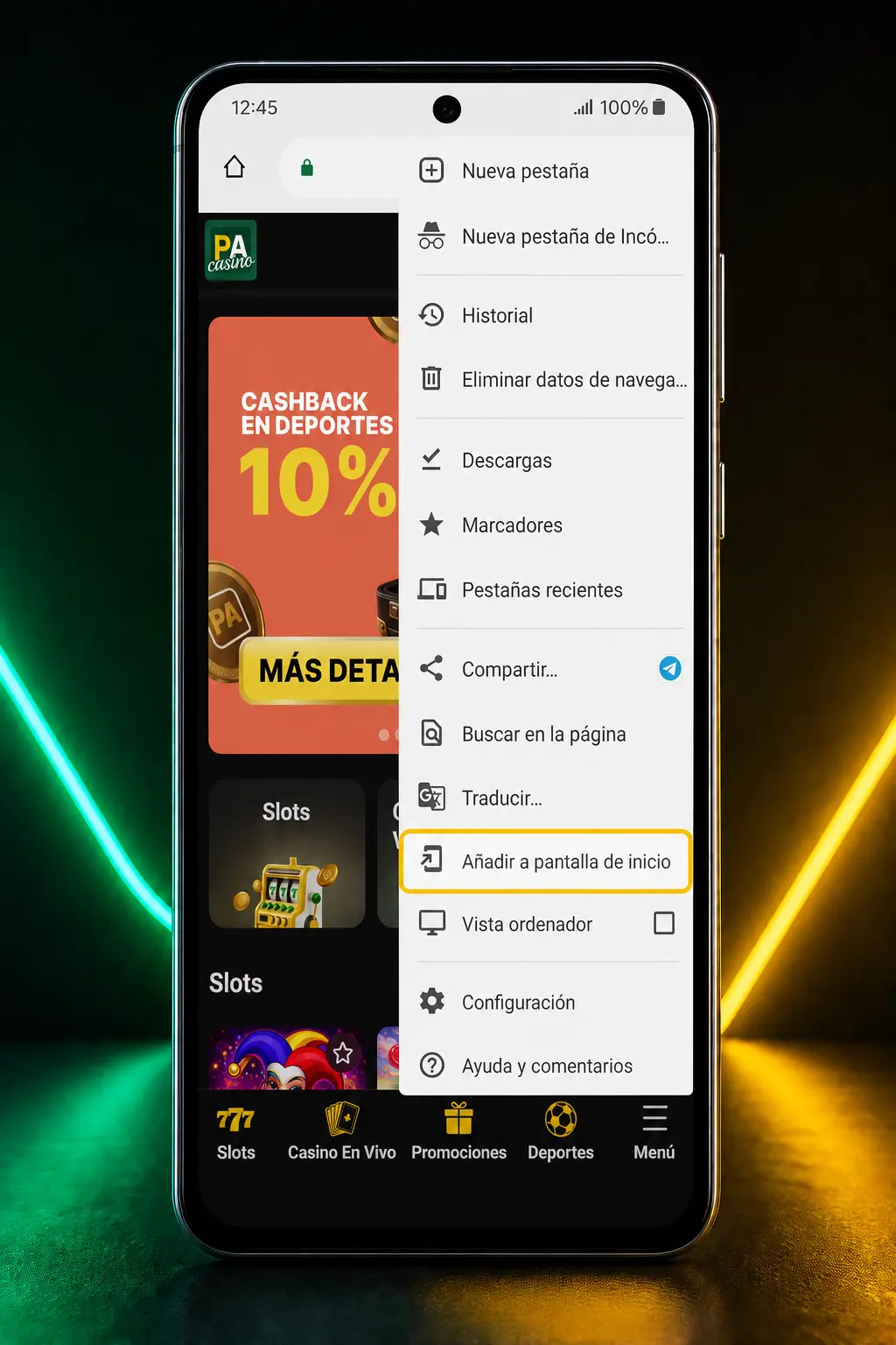 Pasos para descargar e instalar la app Pampas APK en Android, compatible con versiones 6.0 en adelante.