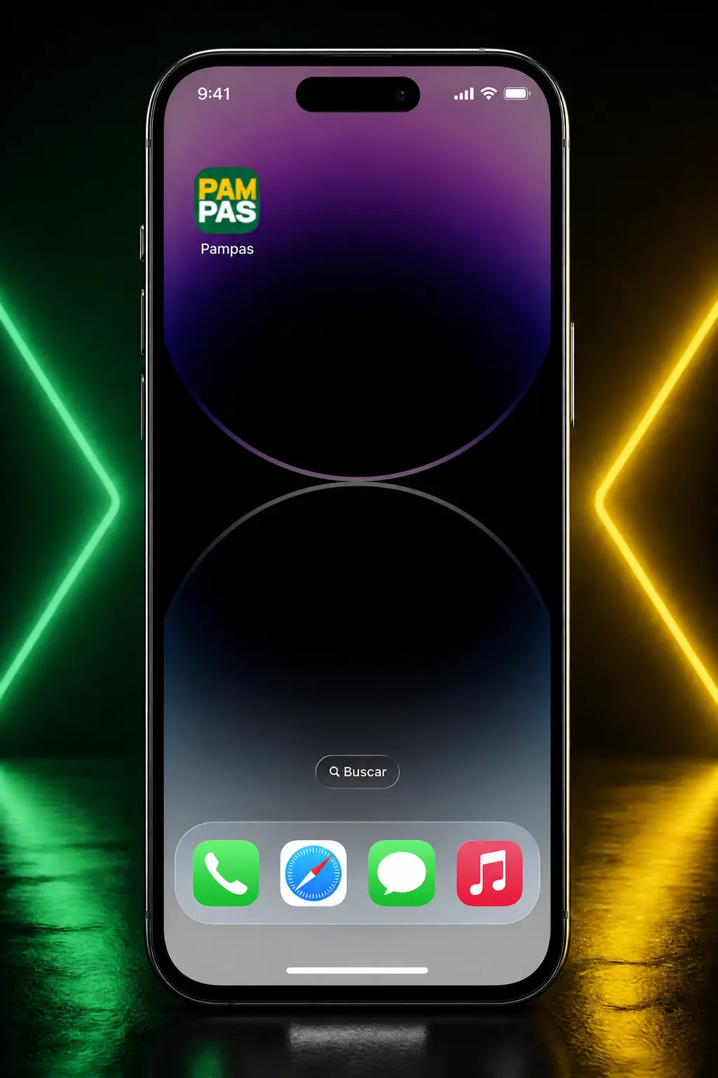 Pasos para descargar e instalar la app Pampas en iOS usando Safari y agregarla a la pantalla de inicio.