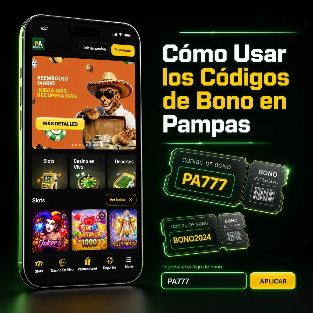 Cómo ingresar y aplicar un código de bono como PAMPAS450 en la sección Depósito de tu cuenta en Pampas
