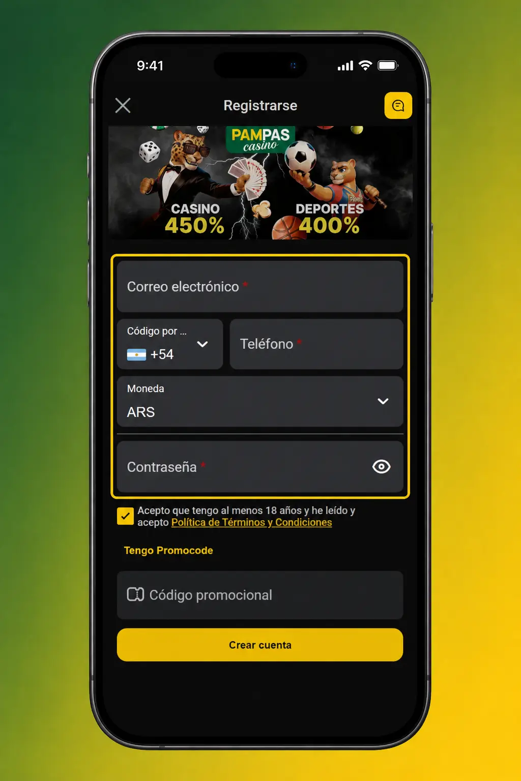 Pasos para registrarte en Pampas y activar el bono de bienvenida en pocos minutos desde tu celular o computadora.