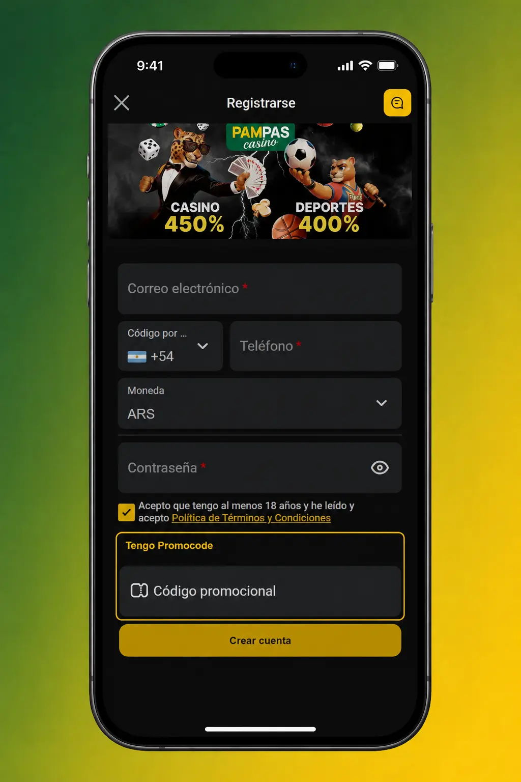 Pasos para registrarte en Pampas y activar el bono de bienvenida en menos de 3 minutos.