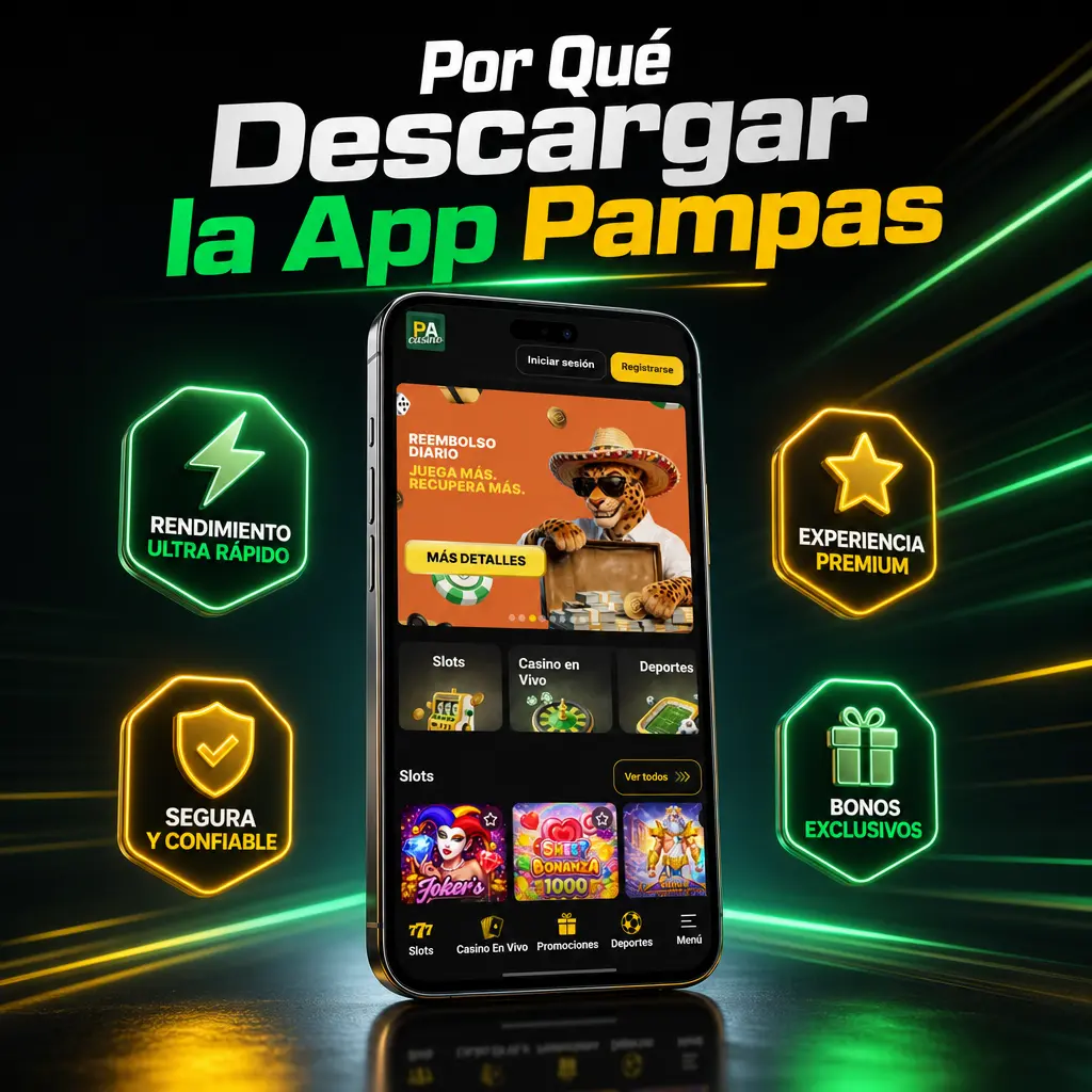 App Pampas: depósitos instantáneos, navegación más ágil, notificaciones push y diseño táctil para apostar y jugar cada día.
