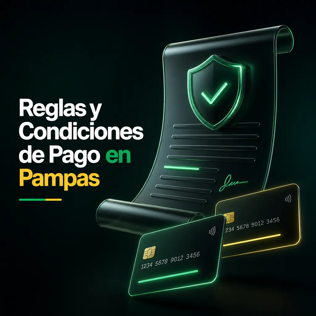Reglas y condiciones de pago en Pampas: verificación de identidad, rollover, límites diarios y moneda en ARS.