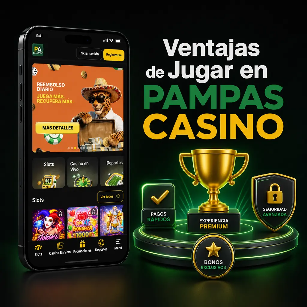 Ventajas de Pampas Casino: pagos en pesos, retiros en 24 horas, soporte en español y juego responsable con límites configurables.